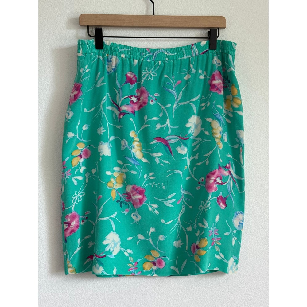 Real Clothes Saks Fifth Avenue Floral Silk Draped Front Skirt Large Coquette - Picture 4 of 6